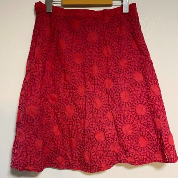 French Connection Red Embroidered A-Line Skirt – Size 6 - Picture 4 of 6